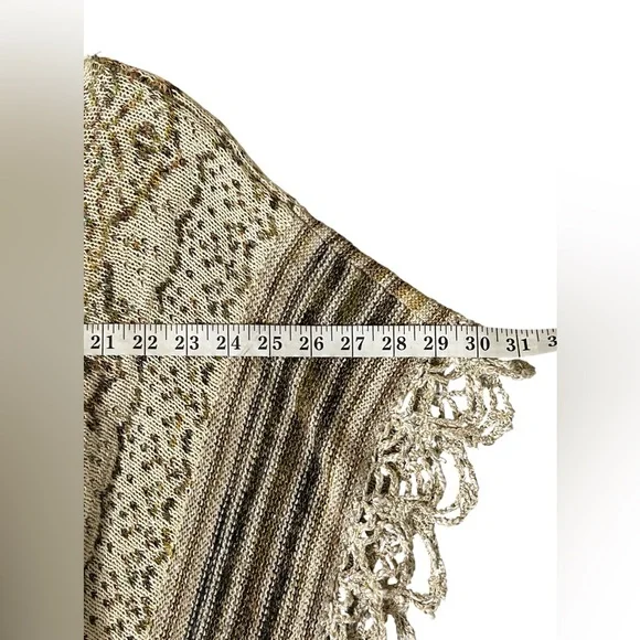 Free People Casablanca Boho Knit Poncho Wool Cream Brown XS - Picture 10 of 14